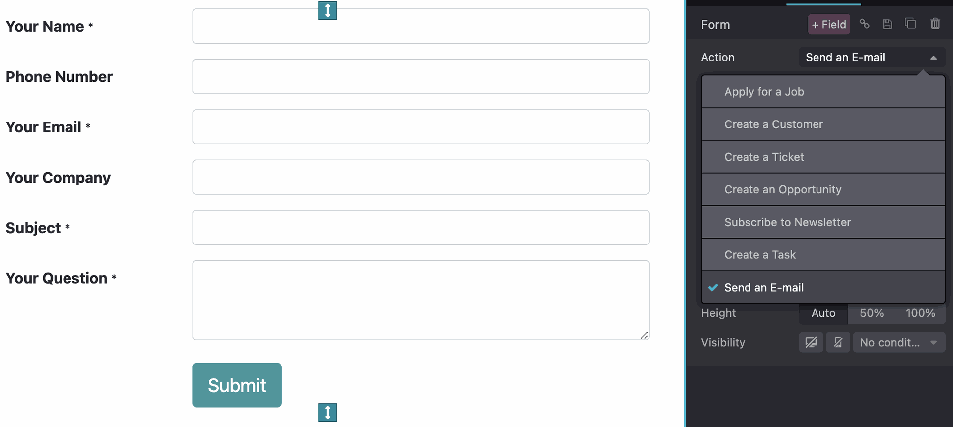 Odoo Web form builder